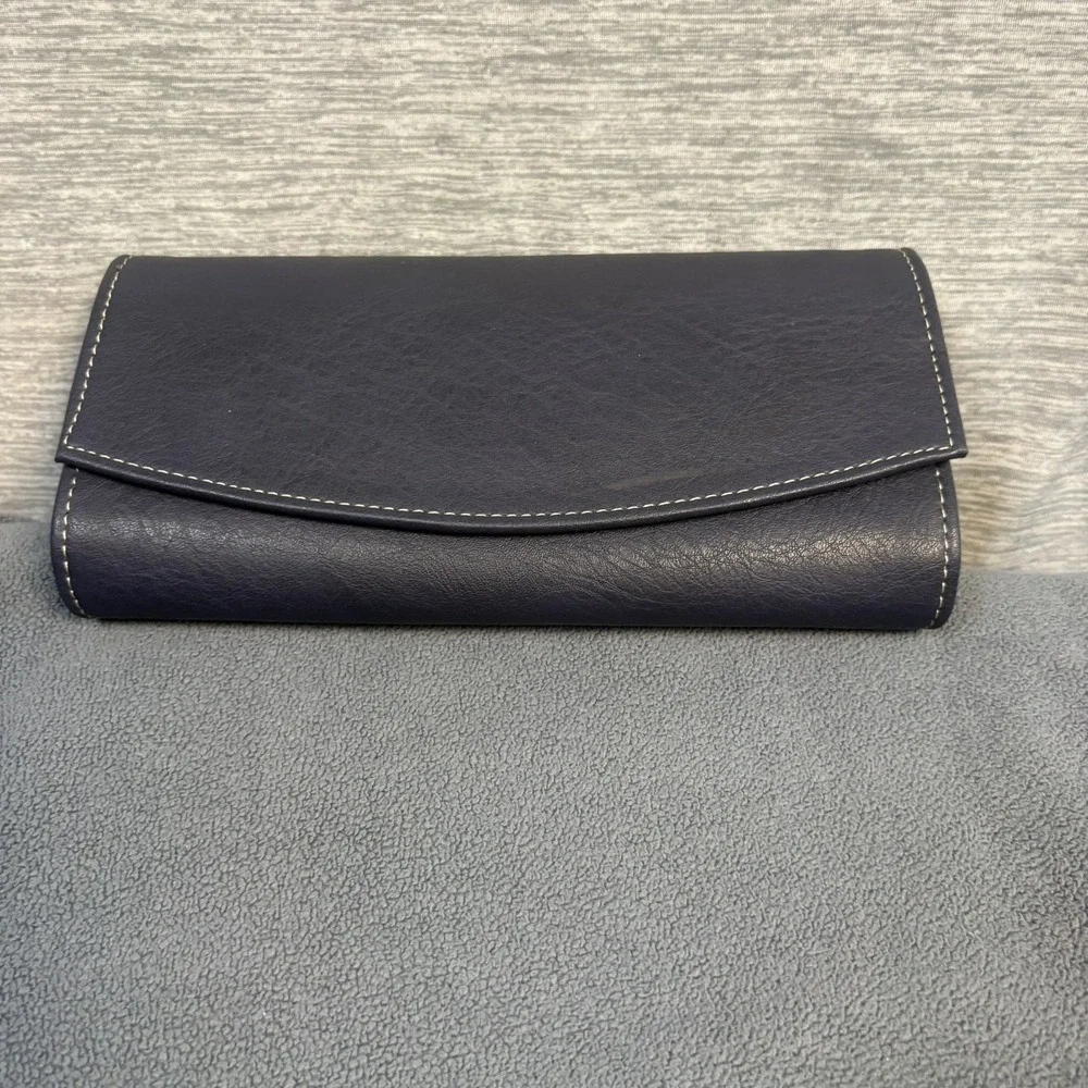 VTG Eiseman Jewels NorthPark Dallas Leather Jewelry Travel Pouch Clutch Blue